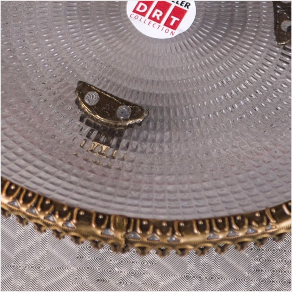 DRT*6311  OTTOMAN 21,5X21,5 CM MİNİ AYAKLI KULPLU ESKİTME TELLİ SUNUMLUK