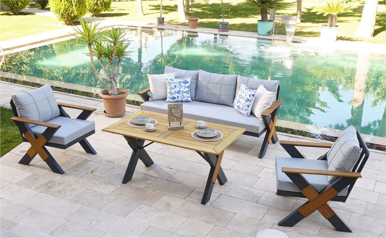 Terazzi Lotus 80X140 Bahçe Oturma Grubu