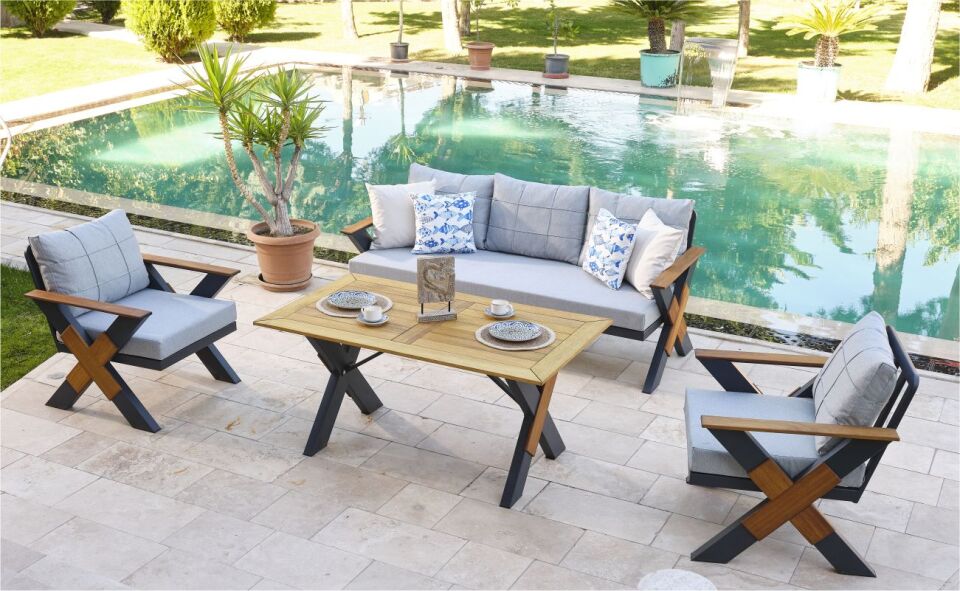 Terazzi Lotus 80X140 Bahçe Oturma Grubu