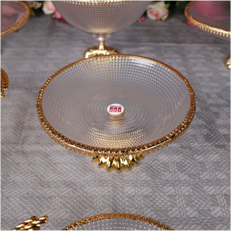DRT*6312  OTTOMAN 21,5X21,5 CM LÜKS AYAKLI ALTIN TELLİ SUNUMLUK