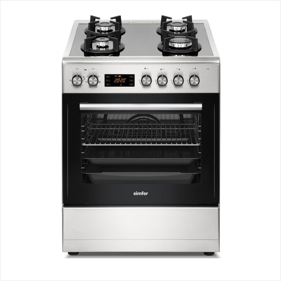 Simfer 1226 4G Multı Fonk. Inox Cam Tabla Fırın (Dıgıtal Saat+Tel Raf) Tam Boy Fırın