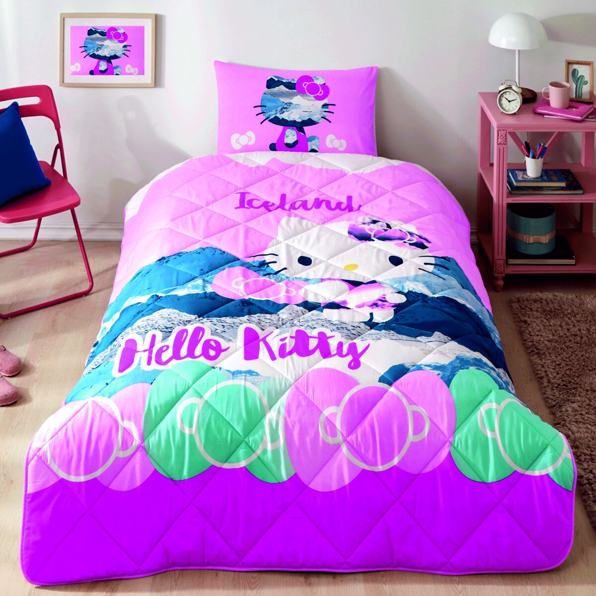 Taç Lisanslı Brf Yorgan Set Hello Kıty Iceland