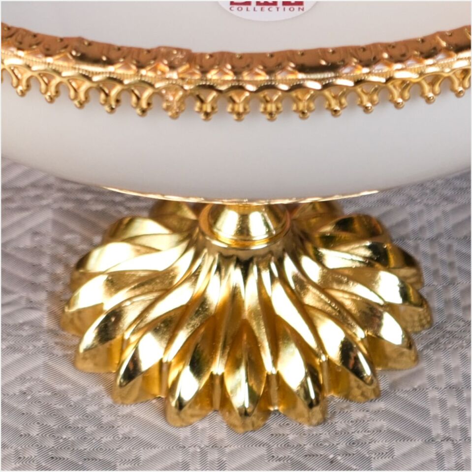 DRT*6340  23X23 LÜKS AYAKLI ALTIN TELLİ ŞEMS KASE (MEYVELİK)
