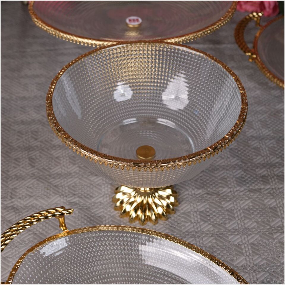 DRT 6325 OTTOMAN 24 CM LÜKS AYAKLI TELLİ ALTIN MEYVELİK