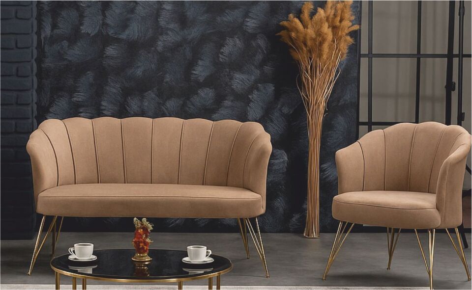 Azra Papatya Çay Seti 2+1+1 Baybface 05 Kapıcıno (Ayaklar Gümüş Olacak)