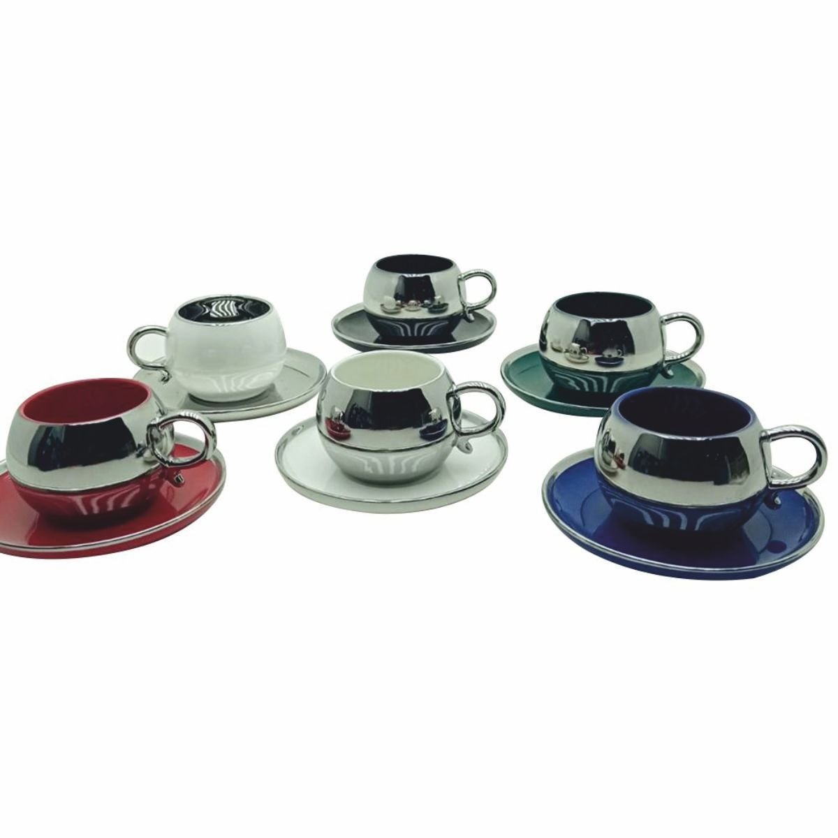 Krd Home 3409*Krd Gümüş 6 Lı Kahve Fincan Takımı.