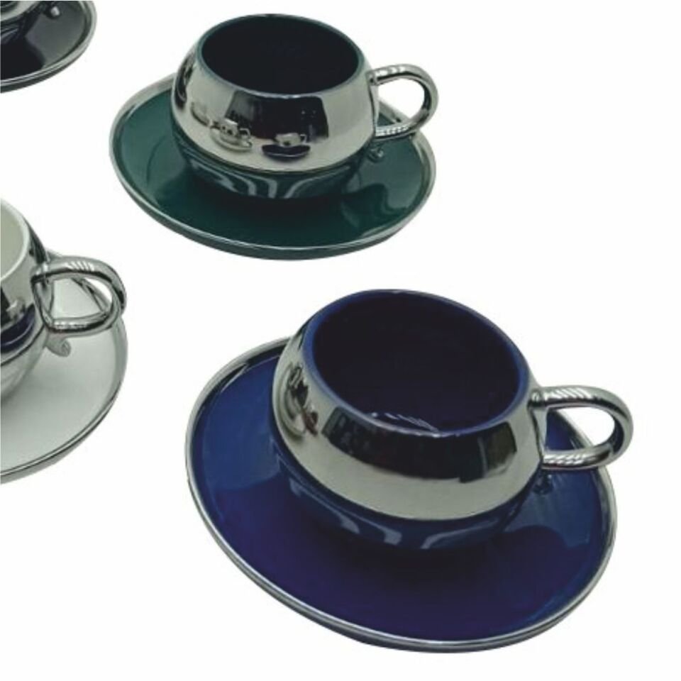 Krd Home 3409*Krd Gümüş 6 Lı Kahve Fincan Takımı.
