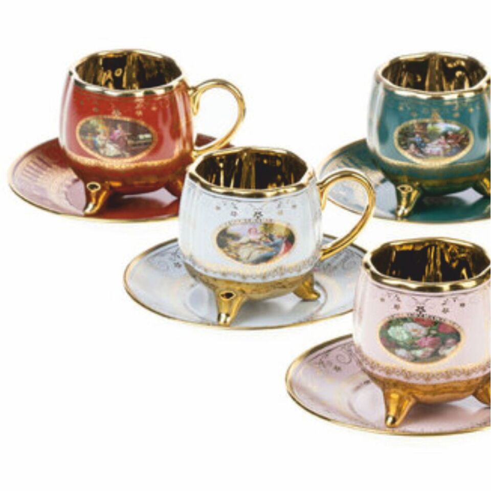 Krd Home 3412*Krd  Ayaklı 6 Lı Kahve Fincan Takımı.