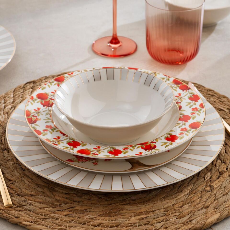 Schafer Fiesta Yemek Takımı 24 Parça-Nar Baskılı