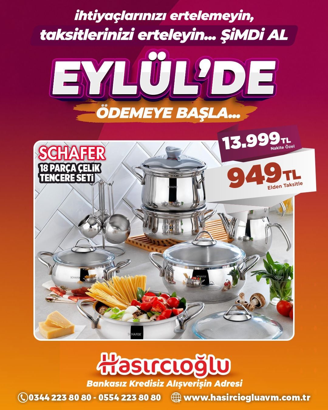 SCHAFER 18 PARÇA ÇELİK TENCERE SETİ