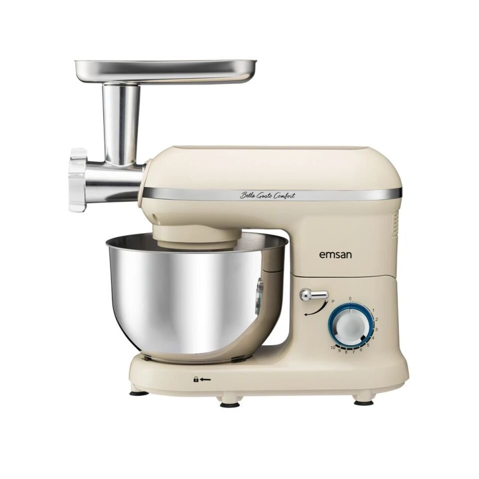 Emsan Bella Gusto Maxi Krem Stand Mikser Mutfak Şefi 1300W 5 Lt (Kıyma Çekme /Sucuk-Sosis/İçli Köfte Aparatlı/Smooth Hazneli)