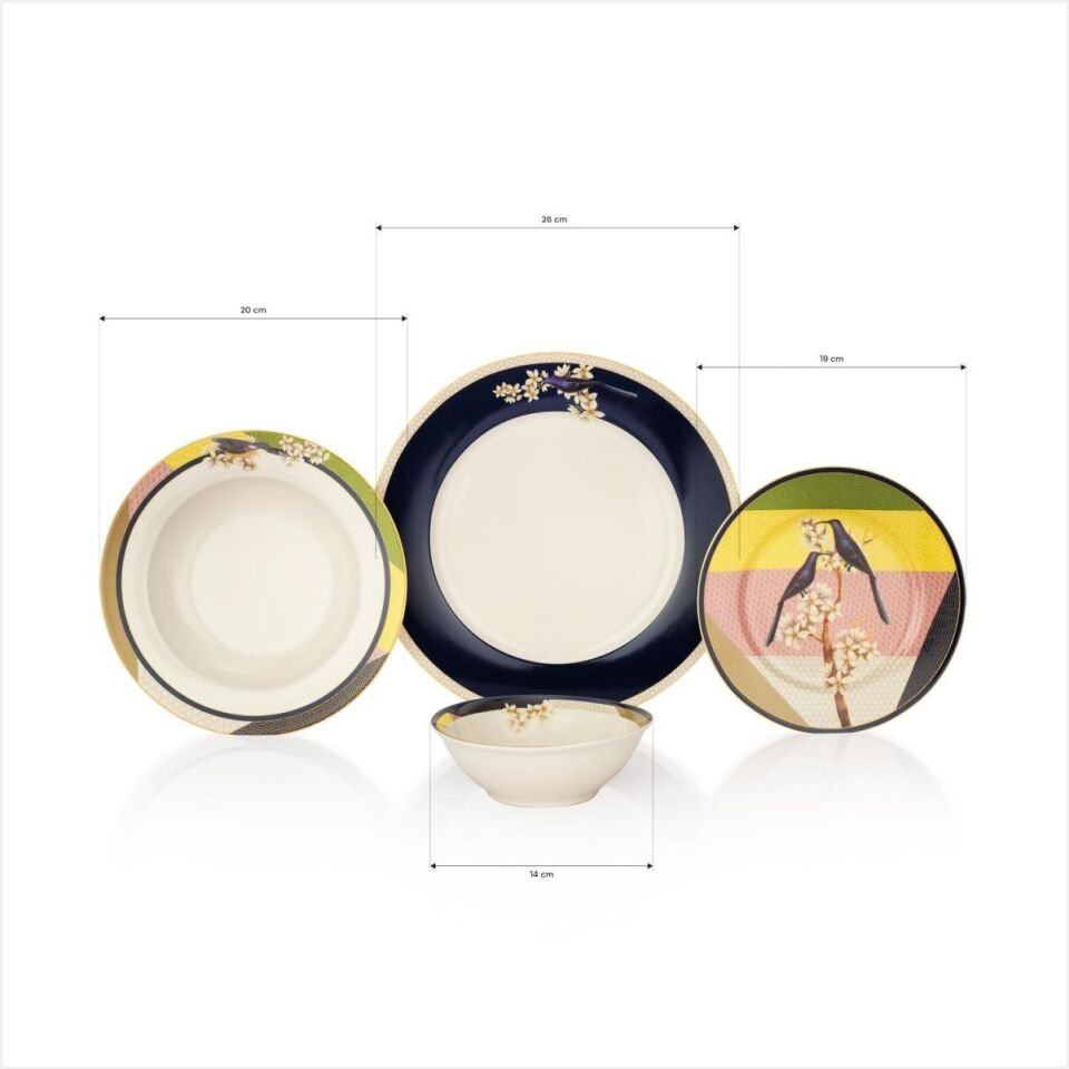 Schafer Fiesta Yemek Takımı 24 Parça-Kuşlu