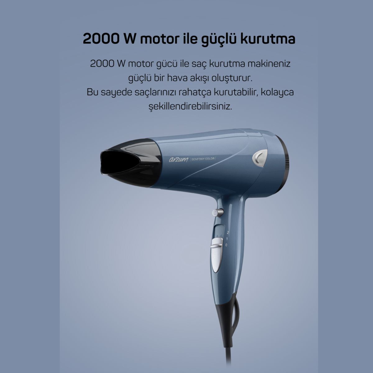 Arzum Ar5014-Dm Senfony Color Saç Kurutma Makinesi Derin Mavi