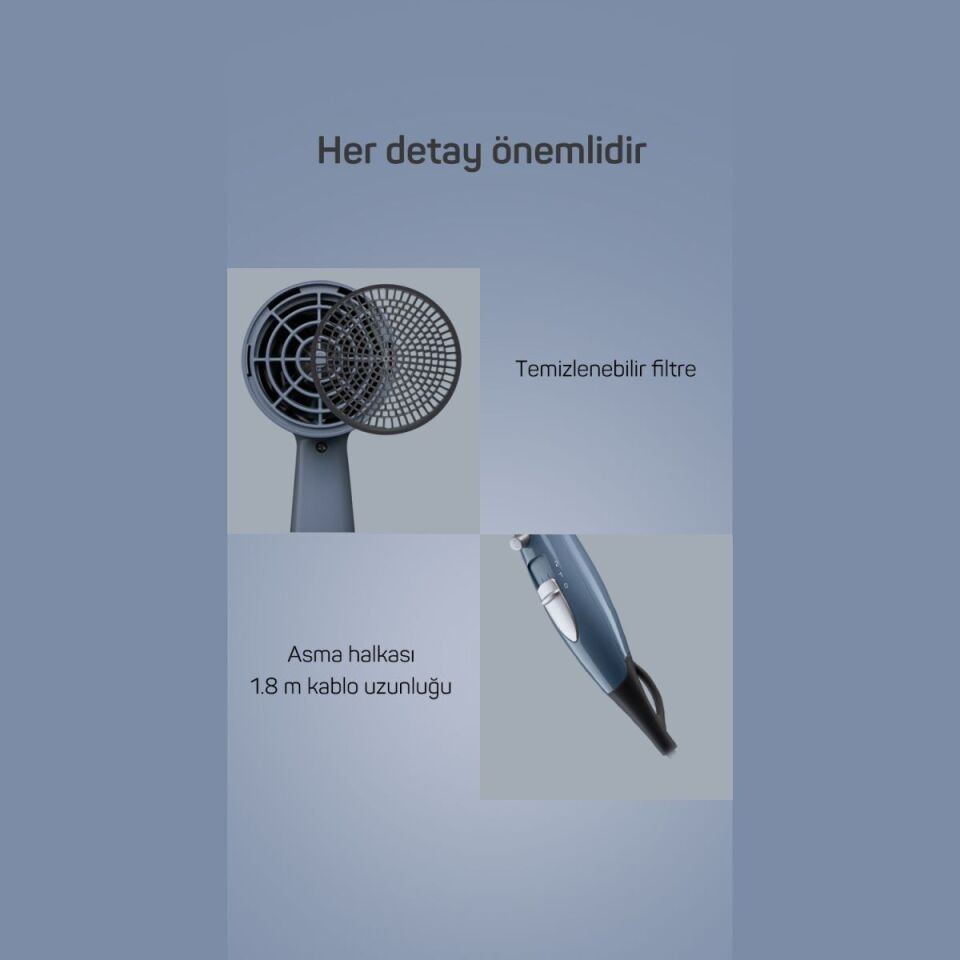 Arzum Ar5014-Dm Senfony Color Saç Kurutma Makinesi Derin Mavi