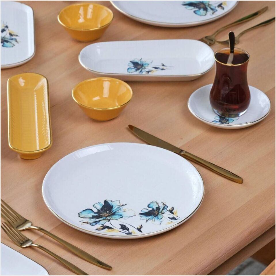 Glore Asya Blue Flower Kahvaltı Takımı 41 Parça
