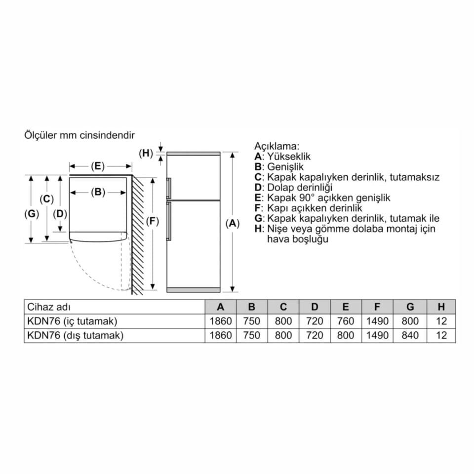 Profilo BD2076WEAN Çift Kapılı No Frost Buzdolabı