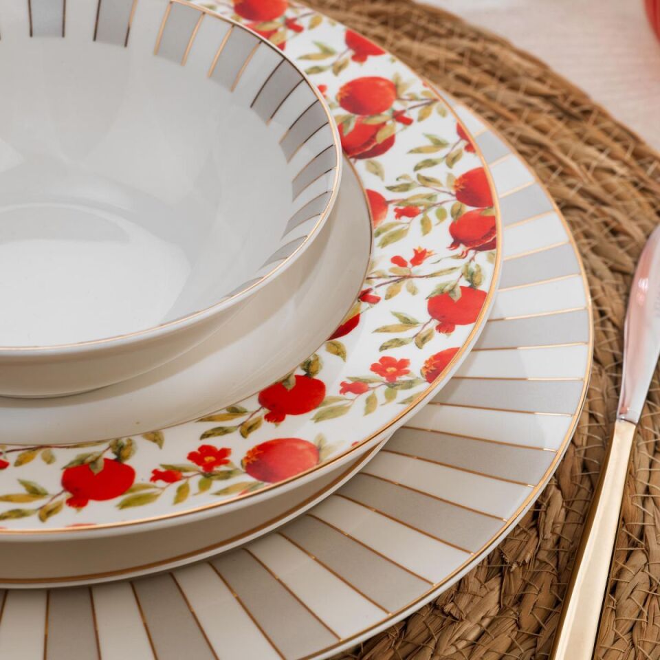 Schafer Fiesta Yemek Takımı 24 Parça-Nar Baskılı