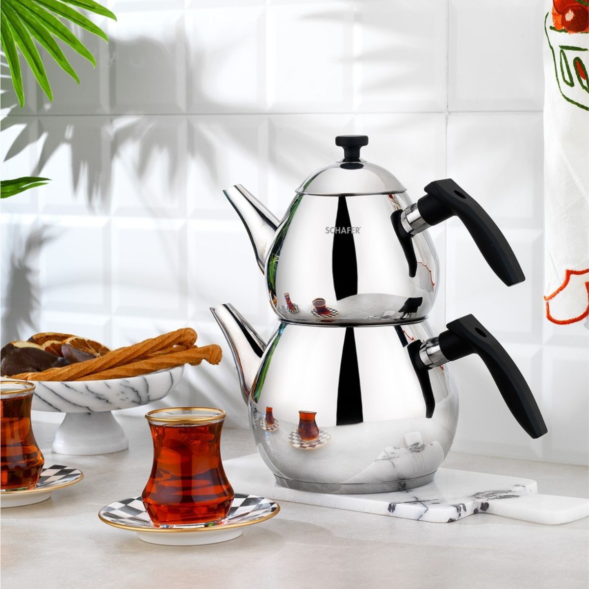 Schafer Tea Chef Orta Boy Çaydanlık Takımı 4 Parça-Siyah