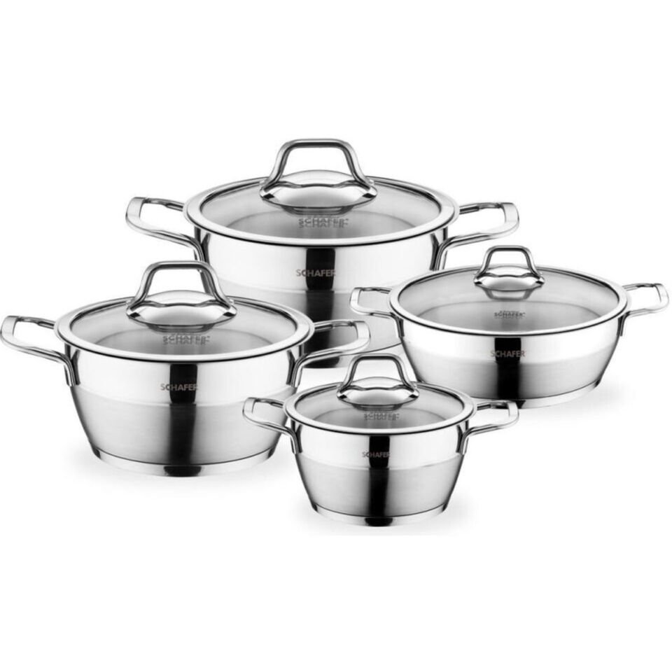 Schafer Vals Çelik Tencere Seti 8 Parça-Inox