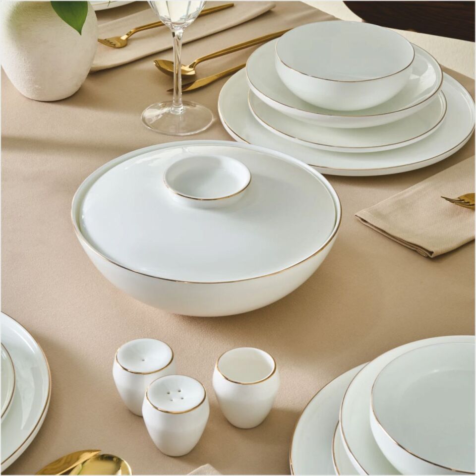 Karaca Fine Bone Meridian 55 Parça 12 Kişilik Yemek Takımı Gold