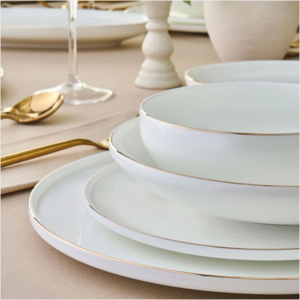 Karaca Fine Bone Meridian 55 Parça 12 Kişilik Yemek Takımı Gold