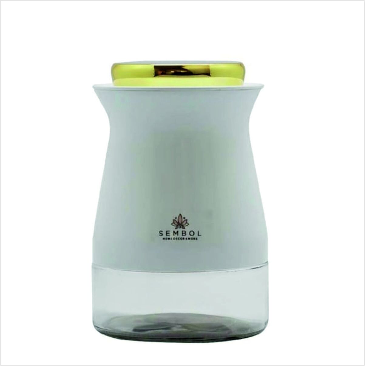 Sembol Kıtchen Art-90 Silindir 16 Cm Kavanoz Whıte-Gold