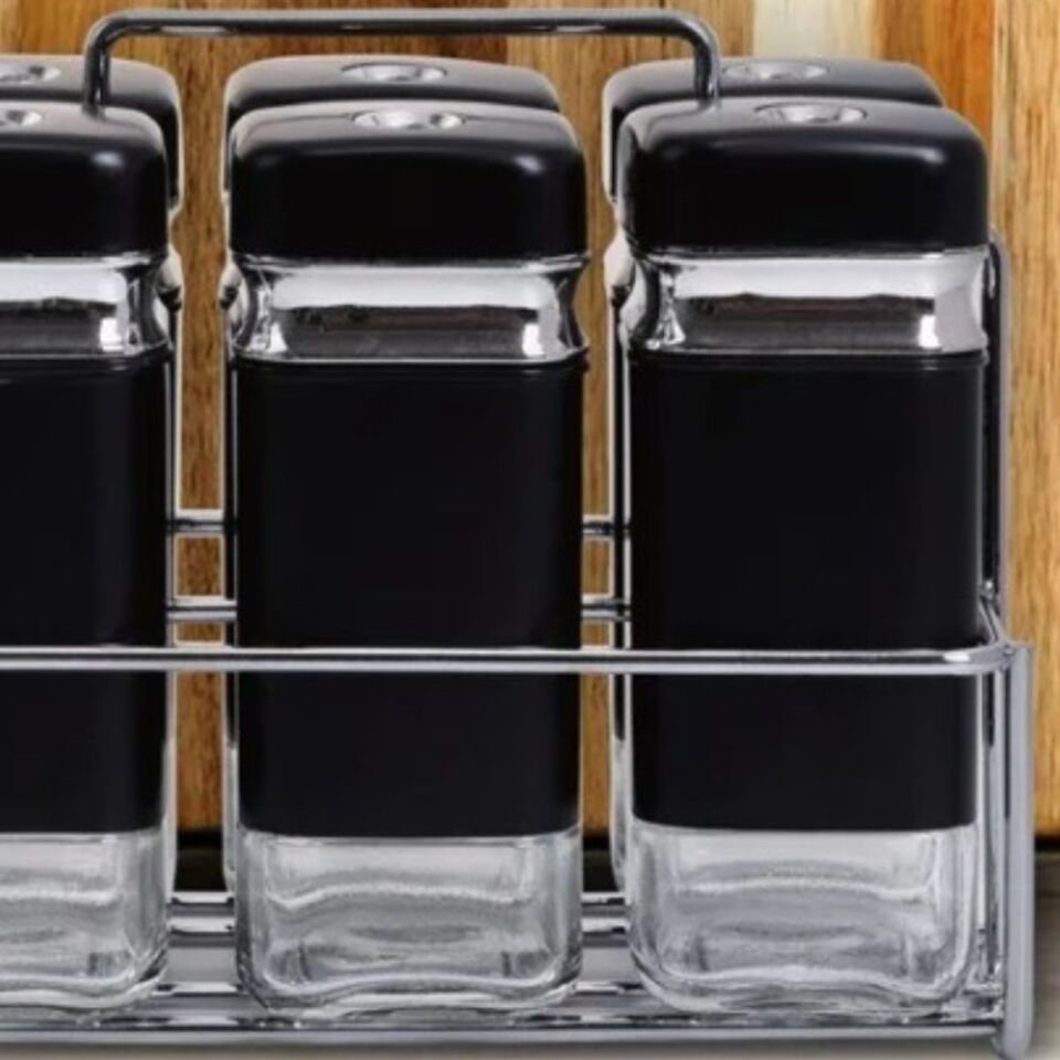 Şener P/Cam-401098 Paçi-Fiona 6Lı Dnr Std Siyah Gümüş Baharatlık