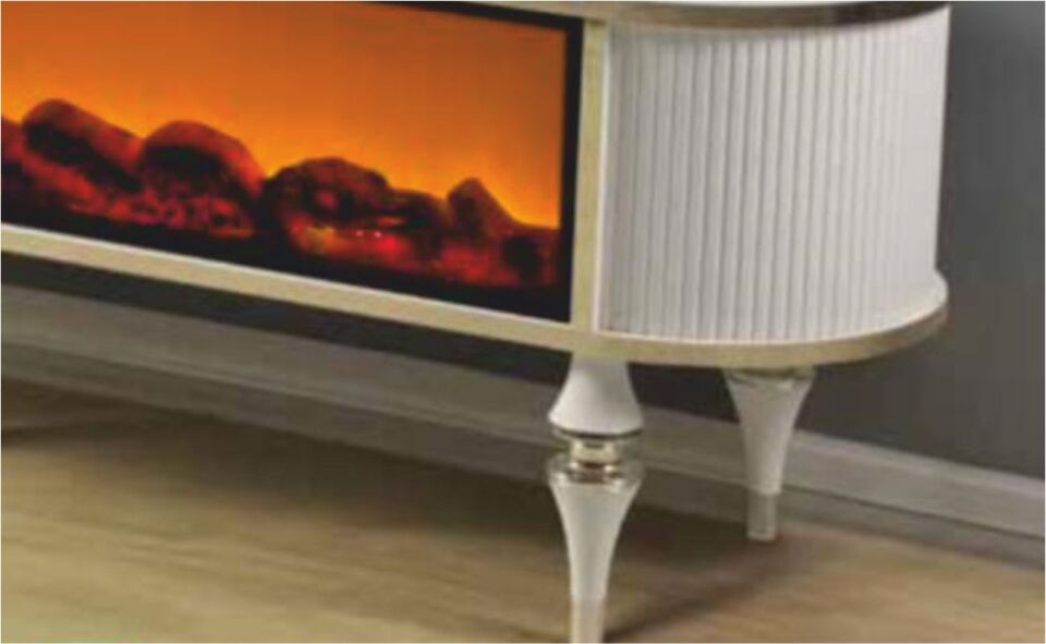 Linza Oval Hoparlörlü Şömineli Tv Sehpası 180 Cm Aytaşı