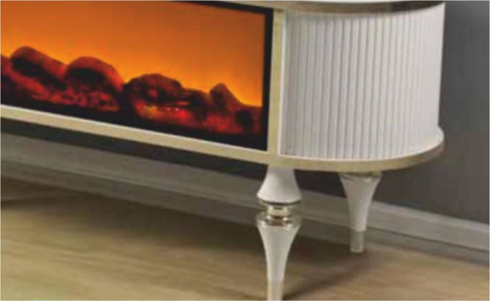 Linza Oval Hoparlörlü Şömineli Tv Sehpası 180 Cm Aytaşı