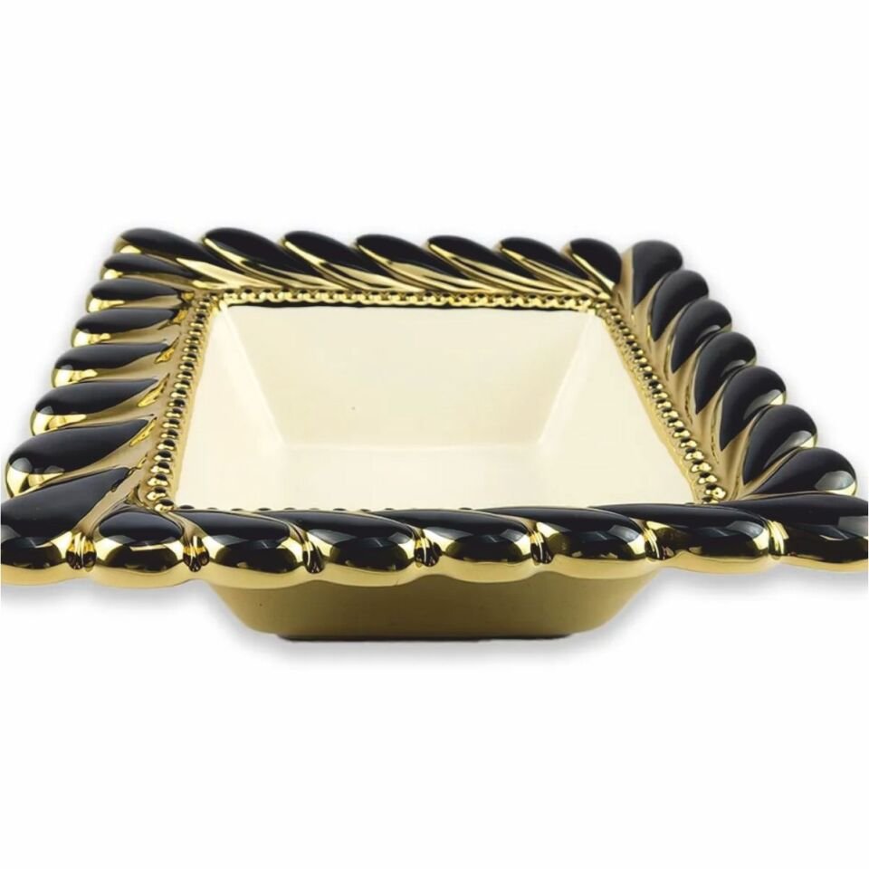 REKABET GBO 189 CALLAVİ KARE SALATA KASE 29 CM SİYAH GOLD