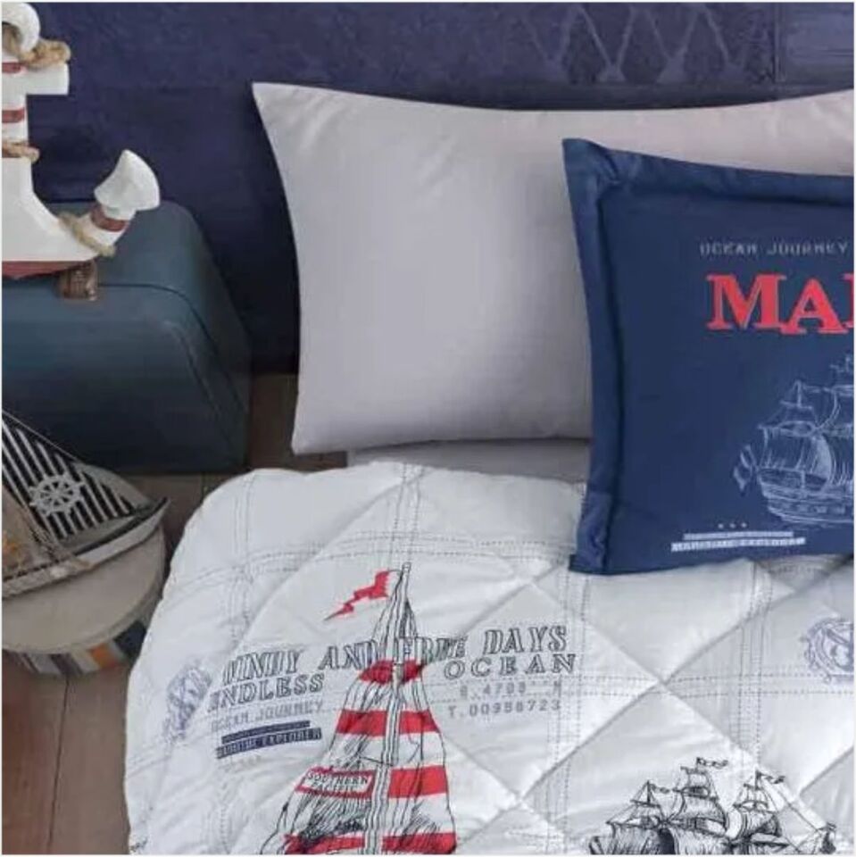 Aran Clasy Ranforce %100 Pamuk Tek Kişilik Uyku Seti Maritime V1 Lacivert
