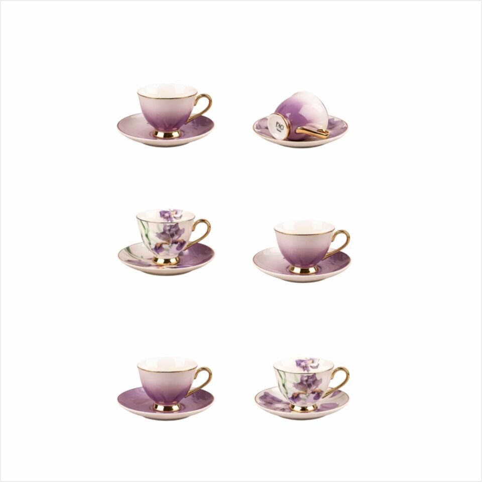 ŞENER  P/POR-101757PAÇİ-ORCHID ÇİÇEKLİ YALDIZLI KAHVE FİNCAN