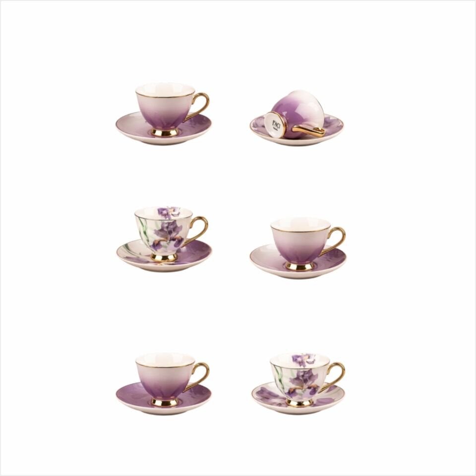 ŞENER  P/POR-101757PAÇİ-ORCHID ÇİÇEKLİ YALDIZLI KAHVE FİNCAN