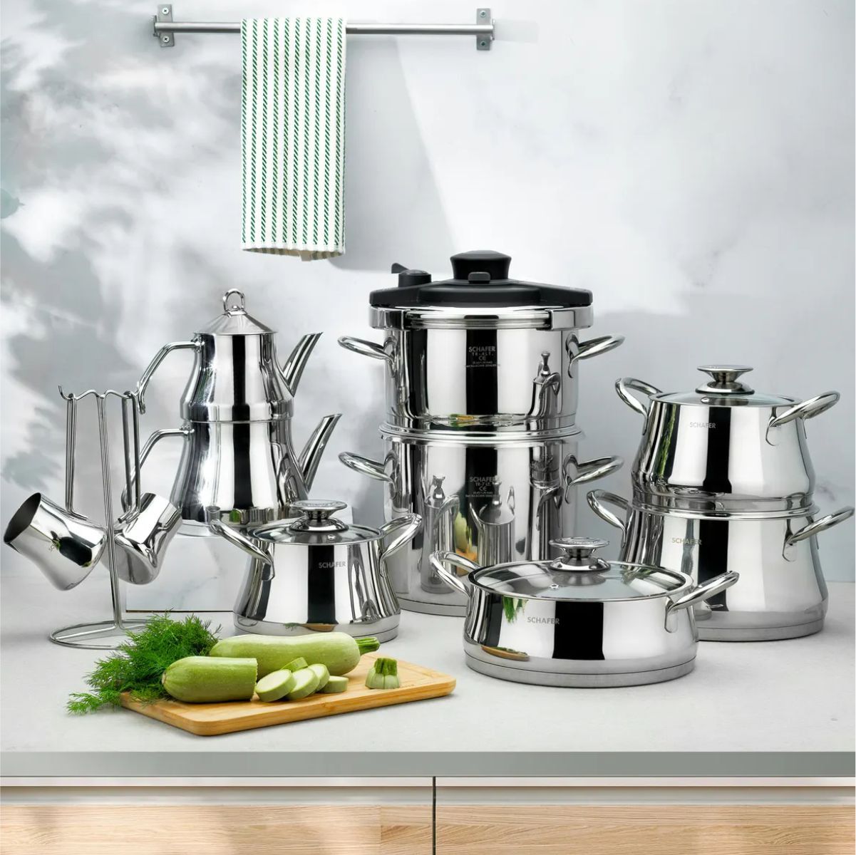 Schafer Caldron Çelik Çeyiz Seti 18 Parça-Inox