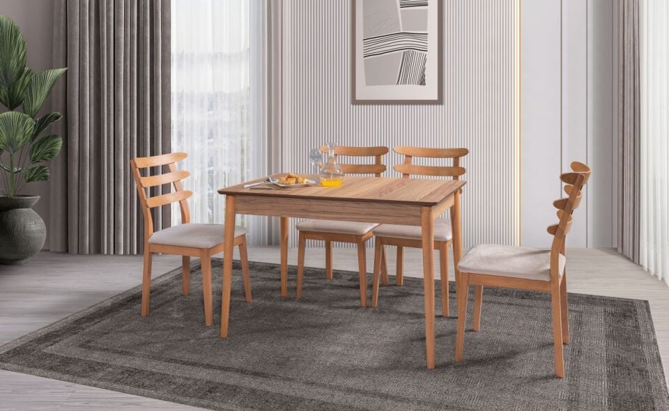 Arya Ceviz Masa Takımı (Lara Sandalye)