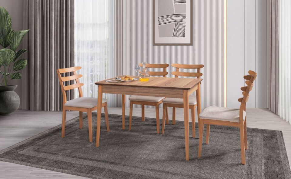 Arya Ceviz Masa Takımı (Lara Sandalye)