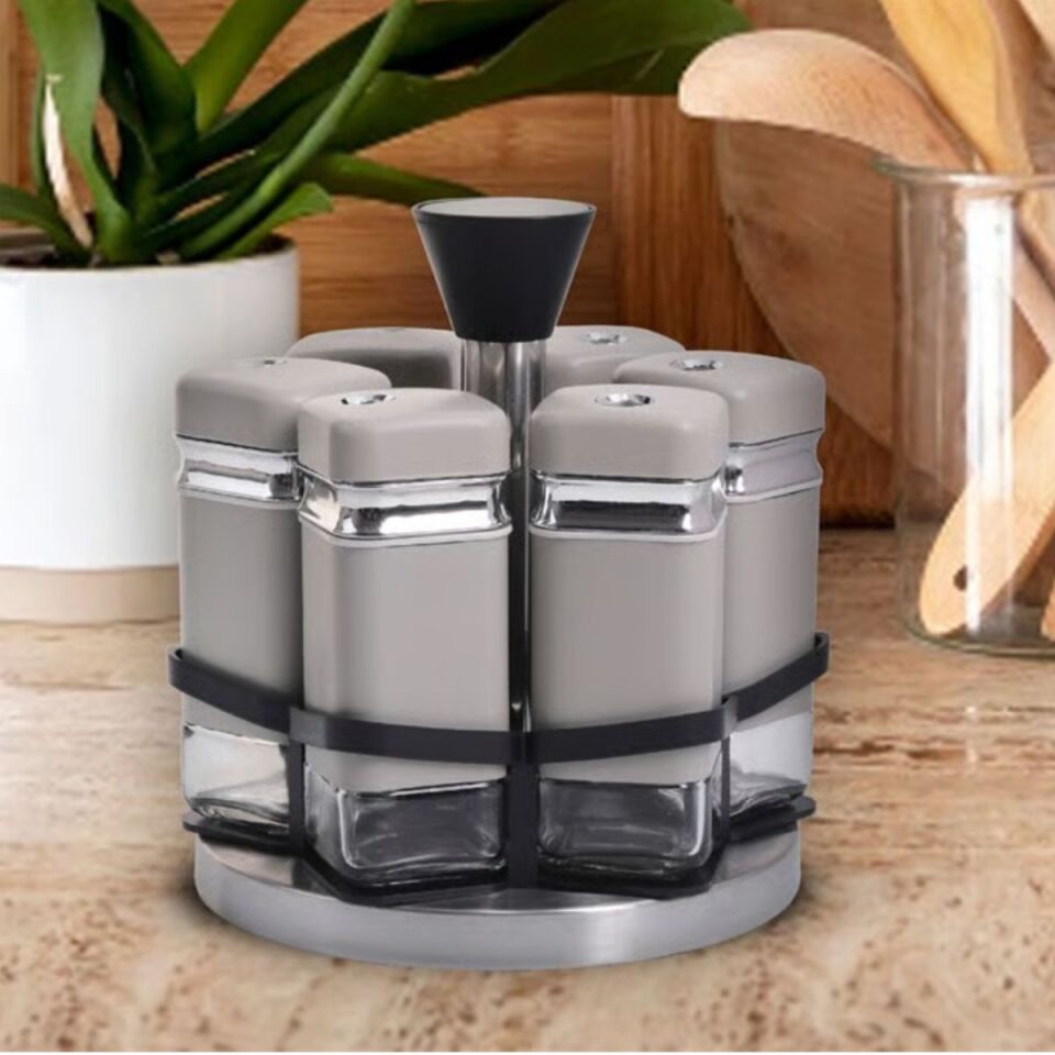 Şener Cam-401101 Paçi-Fiona 6Lı Dnr Std Bej Gümüş Baharatlık