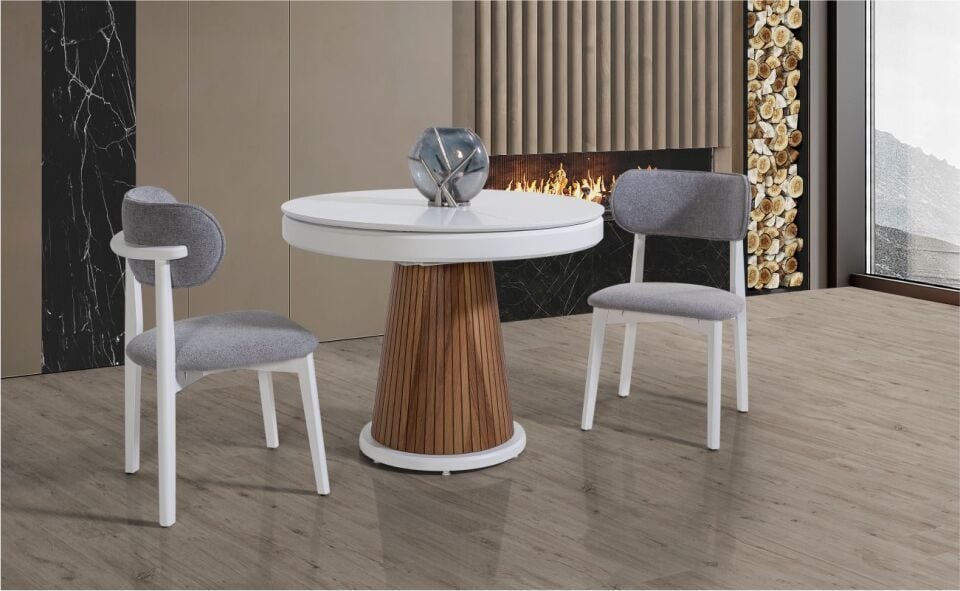 Azemo Stella Masa Beyaz Kasa Beyaz Ayak