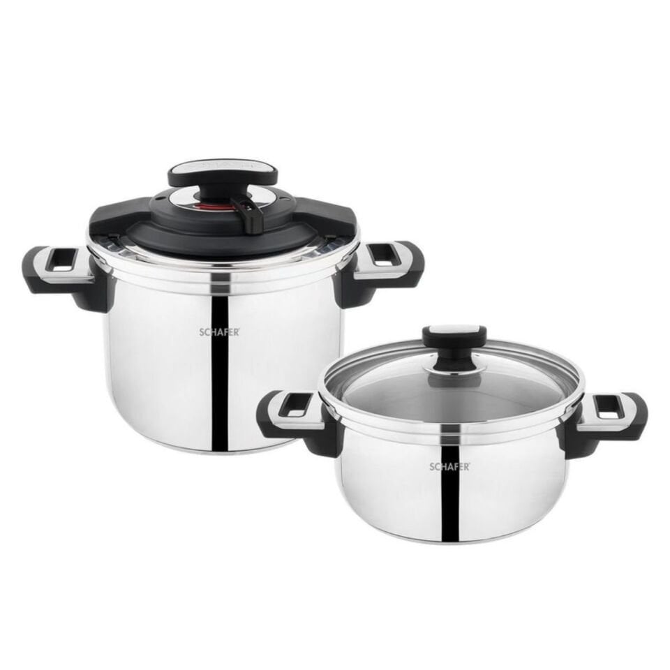 Schafer In-Safe 2 Li Düdüklü Tencere Seti 4 Parça Siyah