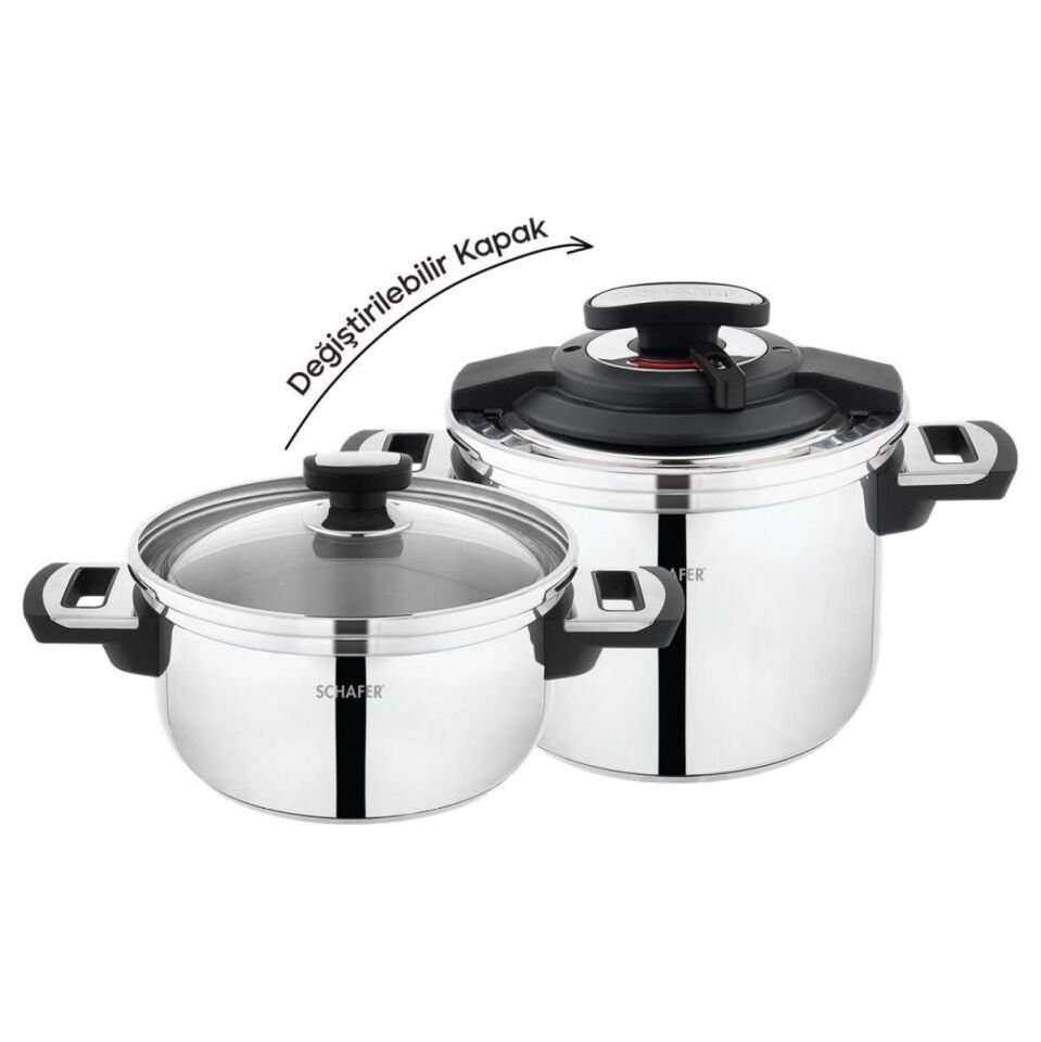 Schafer In-Safe 2 Li Düdüklü Tencere Seti 4 Parça Siyah
