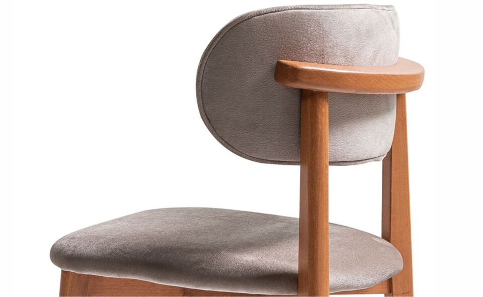 Azemo Palmira Sandalye Düz Ayak Ahşap Ceviz Rosso 07 Gri