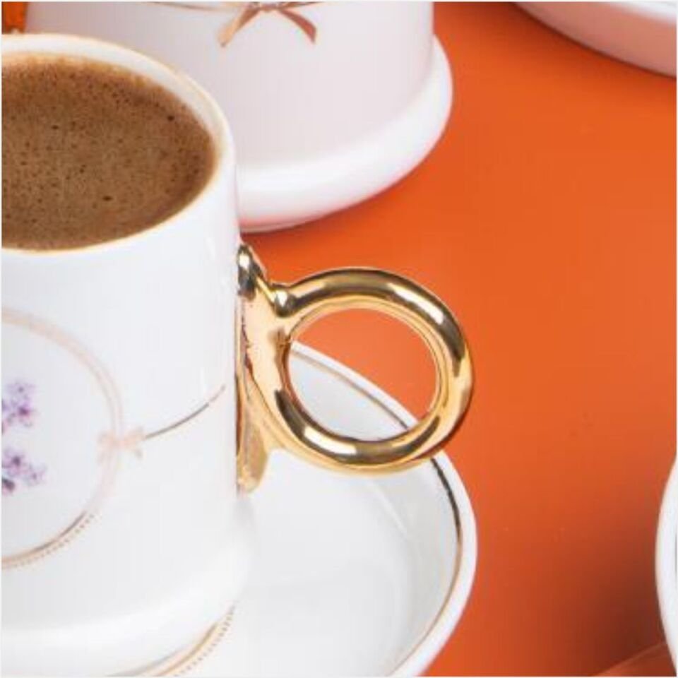 Acar Wild Rose 6 Kişilik Porselen Kahve Fincanı Takımı - 90 ml