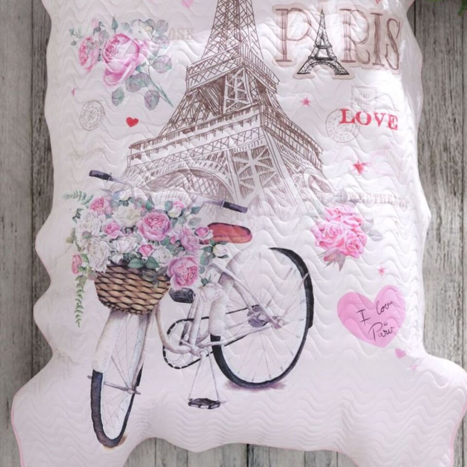 Aran Clasy Ranforce %100 Pamuk Tek Kişilik Yatak Örtüsü Seti Paris Love V1 Pembe