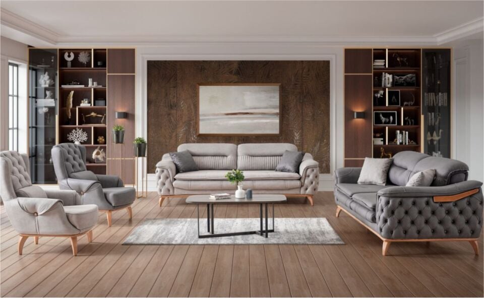 Everest Kod 05 Koltuk Takımı 3+1 Pera Kasa 09 Koyu Gri/ 3+1 Pera Kasa 11 Açık Gri