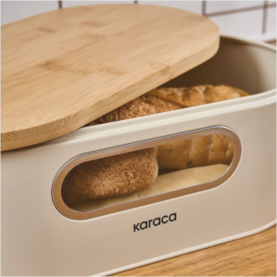 Karaca Premium Ekmek Kutusu-Saklama Kabı Hediyeli Krem