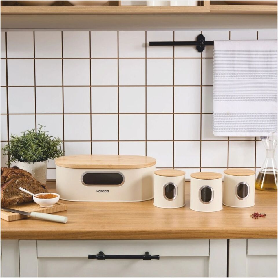 Karaca Premium Ekmek Kutusu-Saklama Kabı Hediyeli Krem