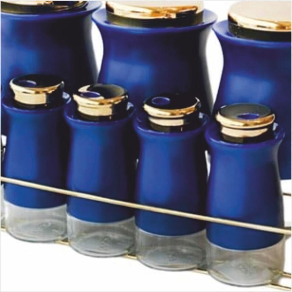 SEMBOL KITCHEN ART-50 STANDLI 4'LÜ YAĞDANLIK BLUE-GOLD