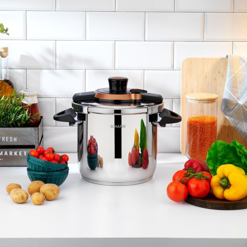 Schafer Optima Düdüklü Tencere 9 L-Siyah/Bakır