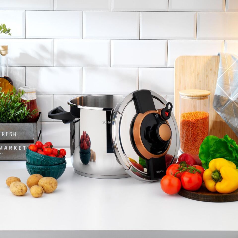 Schafer Optima Düdüklü Tencere 9 L-Siyah/Bakır