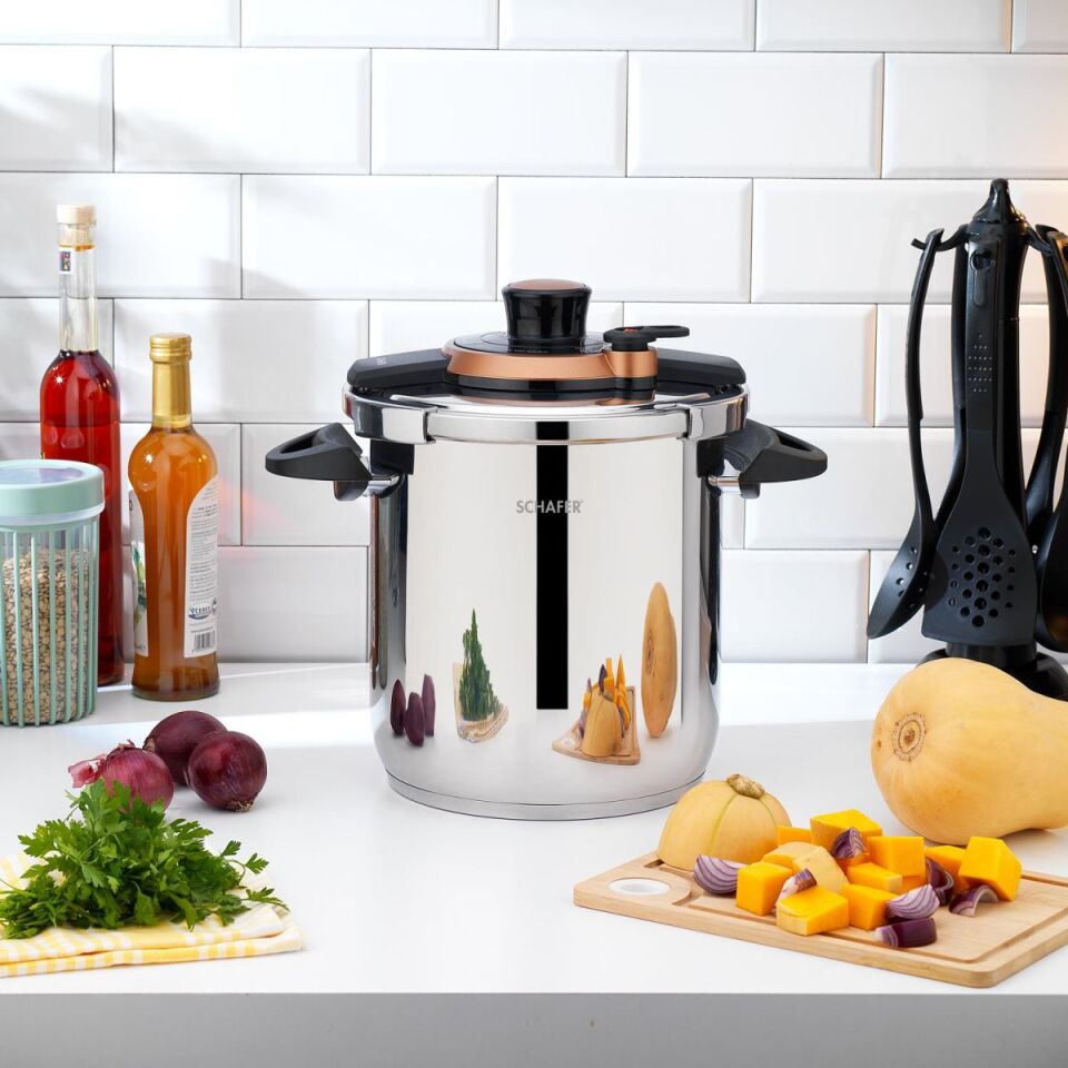 Schafer Optima Düdüklü Tencere 11 L-Siyah/Bakır